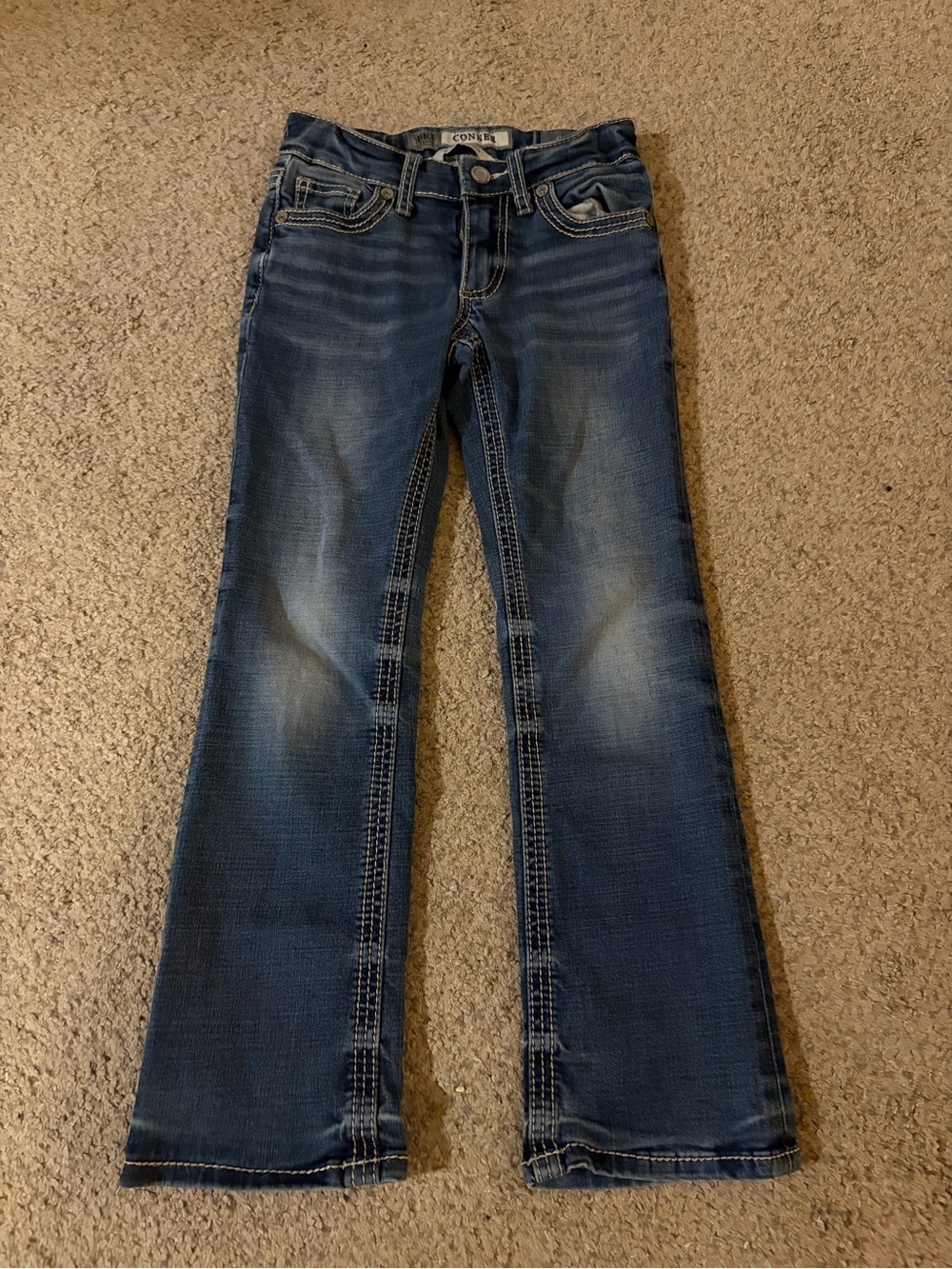 BKE Connor Bootleg Faded Dark Wash Jeans Youth Boys Size 6 Measured W22”xL23”